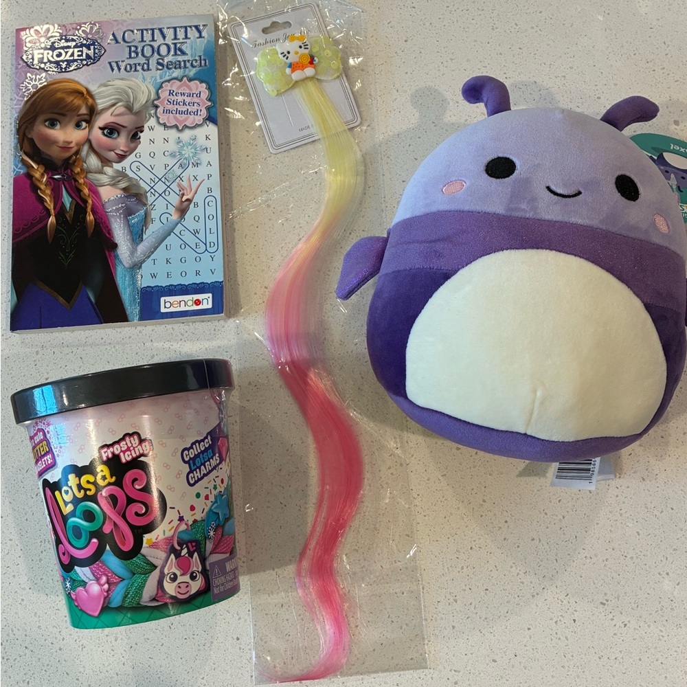 Squishmallow Axel, Lots A Loops Kit, Hello Kitty and Disney's Frozen Bundle. NEW